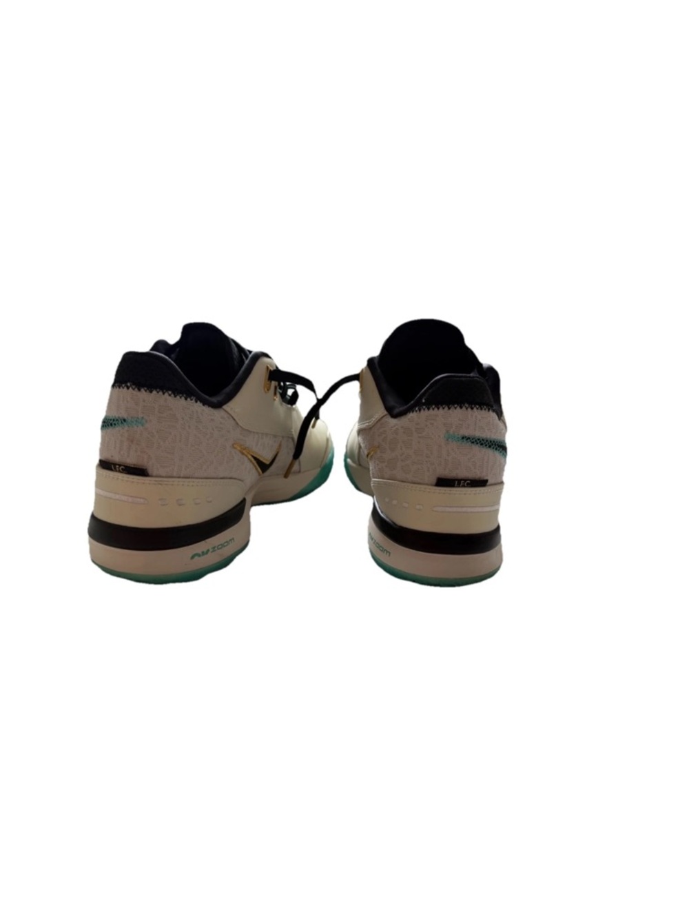Men's Cream Athletic Sneakers with Black and Teal Accents